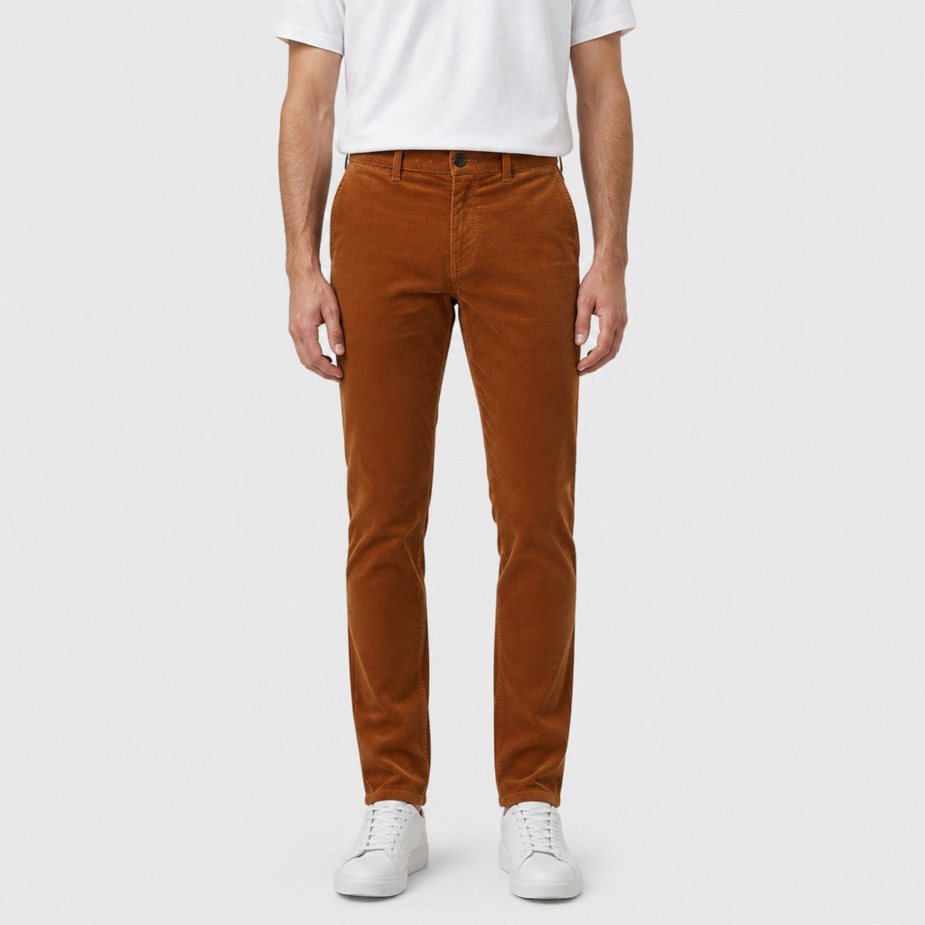 Men’s Regular Fit Straight Trousers with Zip Fly Brown