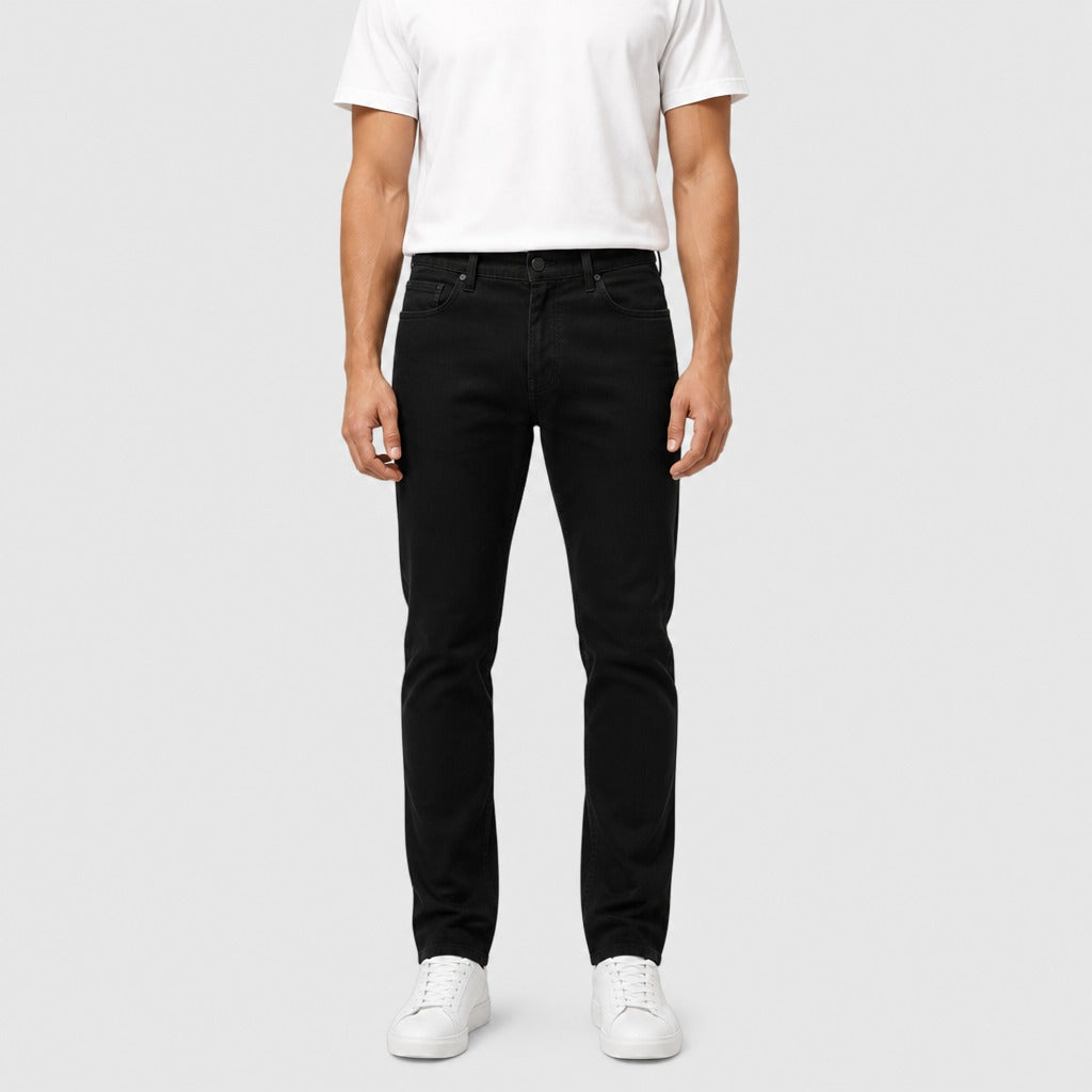 Men’s Regular Fit Straight Trousers with Zip Fly Black