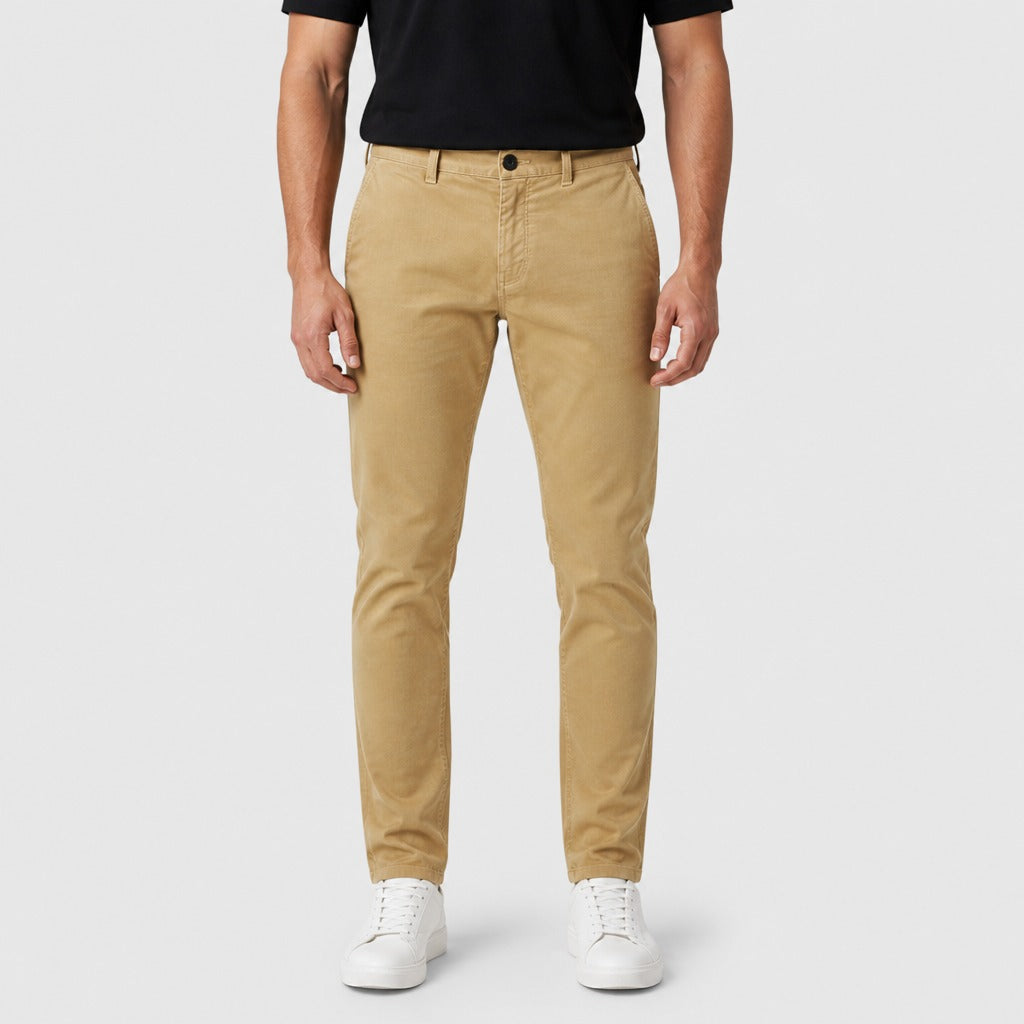 Men’s Regular Fit Straight Trousers with Zip Fly Light Khaki