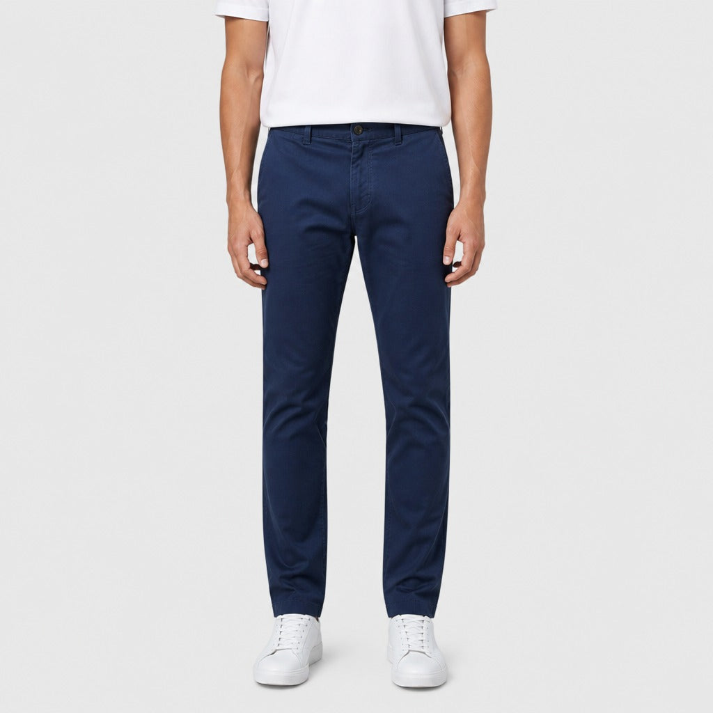 Men’s Regular Fit Straight Trousers with Zip Fly Blue