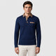 Men’s Retro Long Sleeve Knit Polo Shirt Dark Blue front