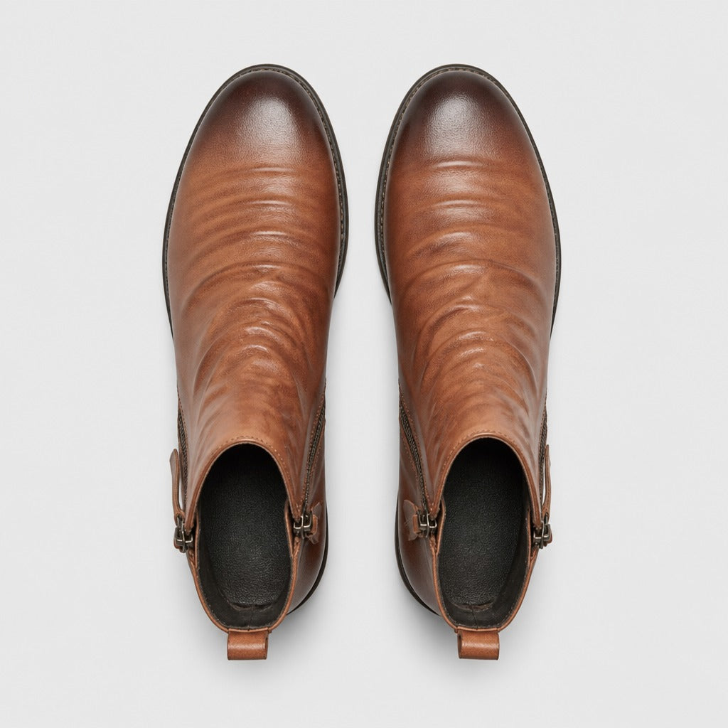 Men’s Retro Rubber Chelsea Boots Auburn top view