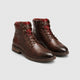 Men’s Retro Split Leather Zip Combat Boots Brown pair