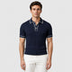 Men’s Ribbed Knit Polo Shirt with Contrast Trim Dark Blue front