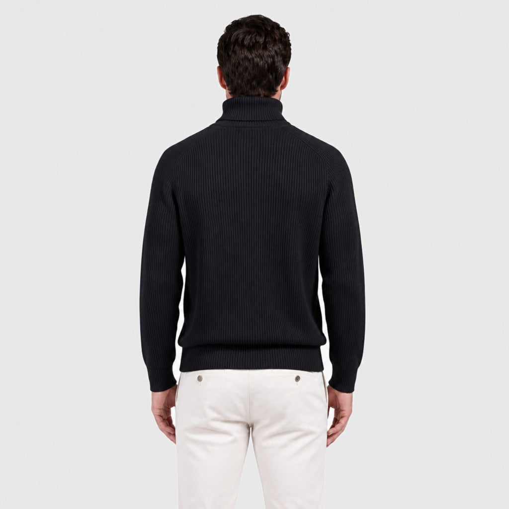 Men’s Ribbed Roll Neck Jumper Black back