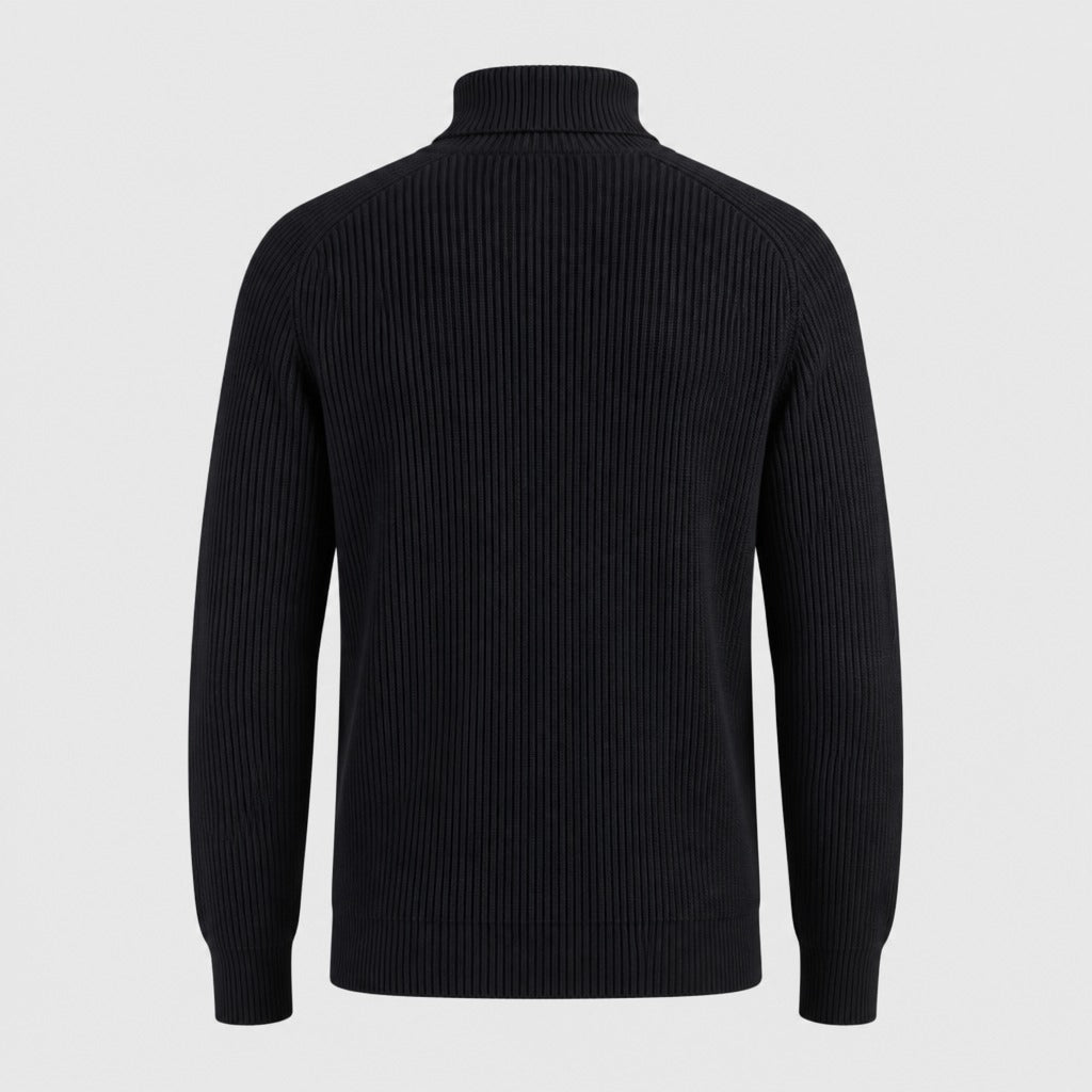 Men’s Ribbed Roll Neck Jumper Black product back