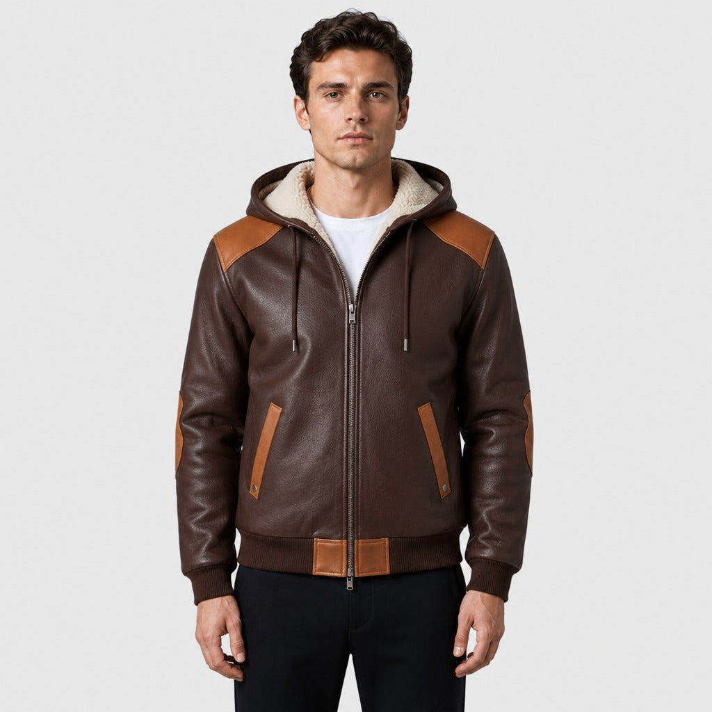 Men’s Robust Cotton Blend Winter Jacket Brown front
