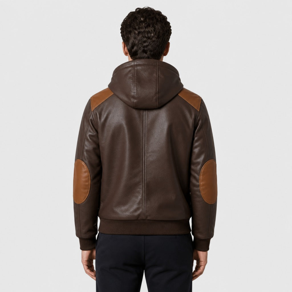 Men’s Robust Cotton Blend Winter Jacket Brown back