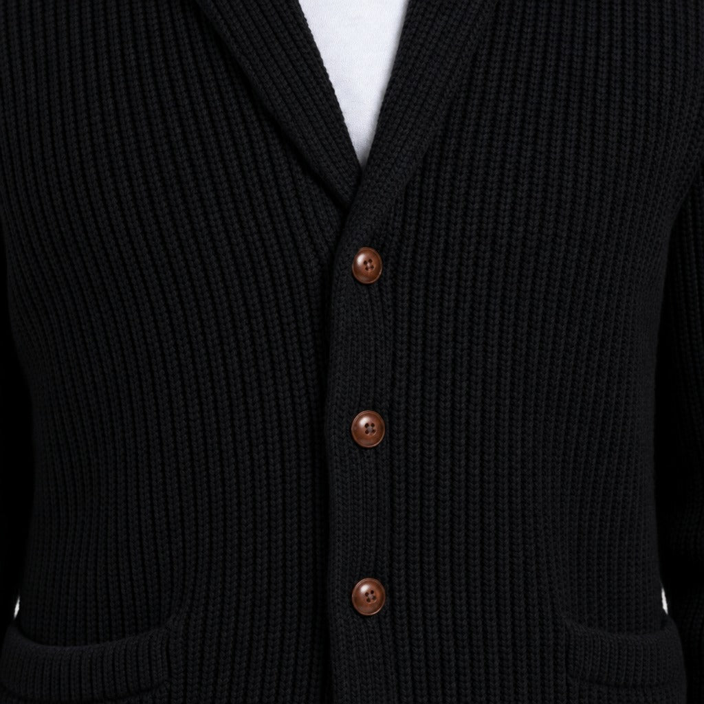 Men’s Shawl Collar Button Cardigan detail