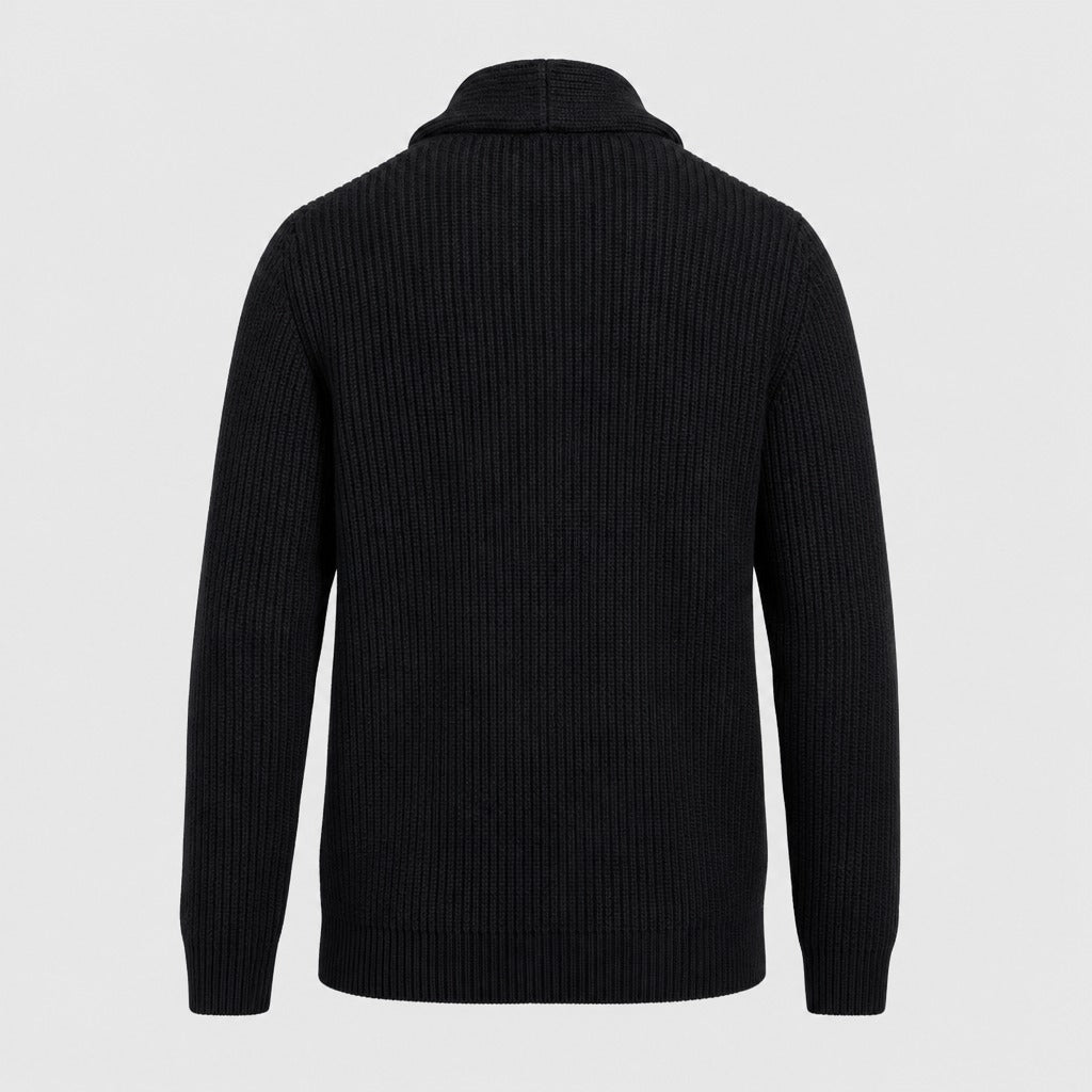 Men’s Shawl Collar Button Cardigan Black product back