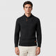 Men’s Shawl Collar Textured Knit Jumper Black front