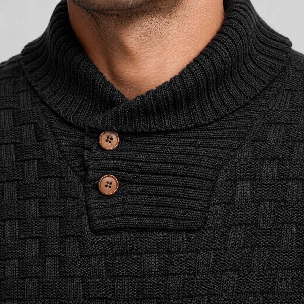 Men’s Shawl Collar Textured Knit Jumper detail