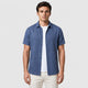 Men’s Short Sleeve Cotton Linen Shirt Royal Blue front