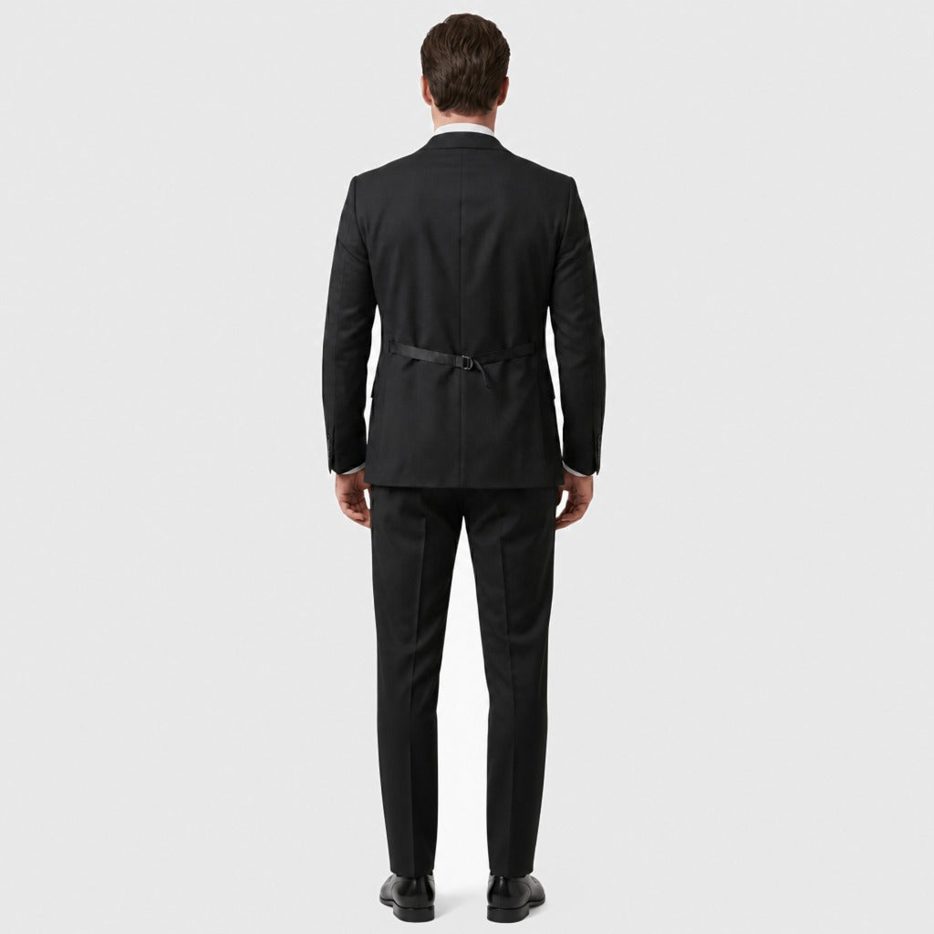 Men’s Single-Breasted Polyester Viscose Suit Black back