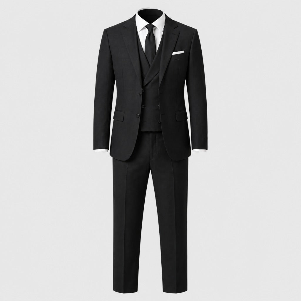 Men’s Single-Breasted Polyester Viscose Suit Black product front