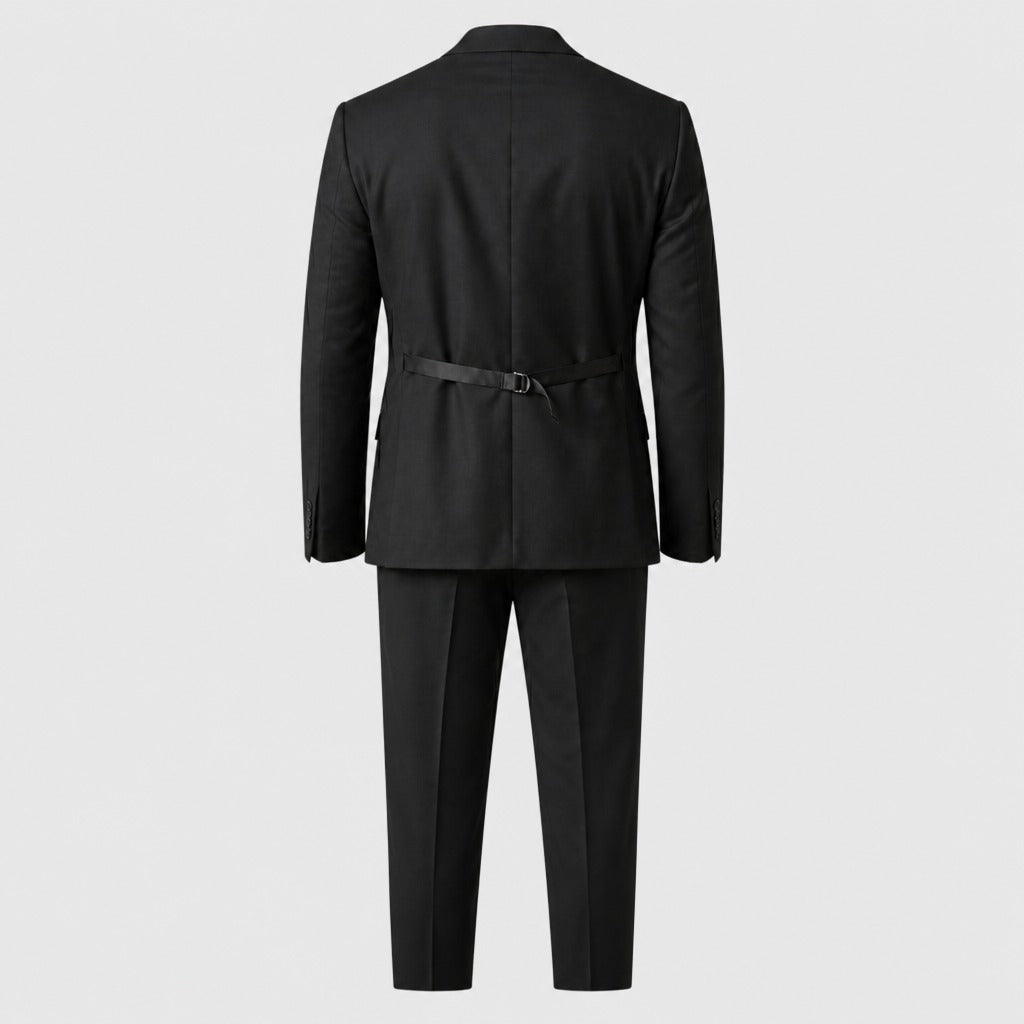 Men’s Single-Breasted Polyester Viscose Suit Black product back