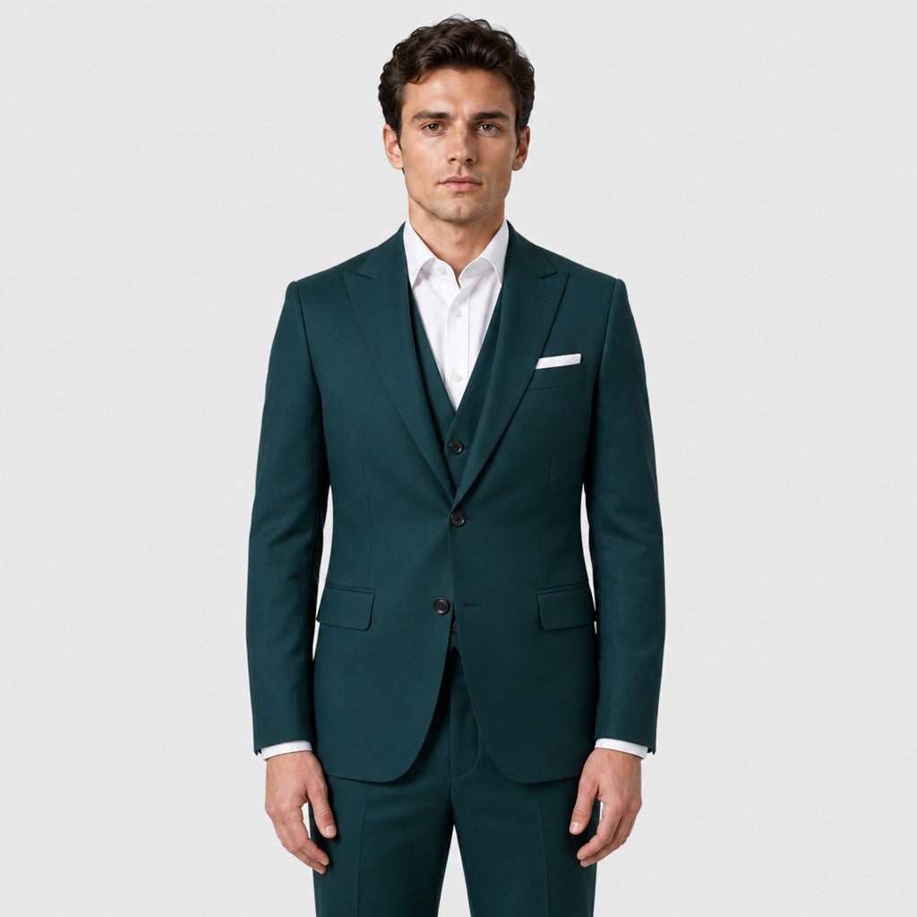 Men’s Single-Breasted Polyester Viscose Suit Green