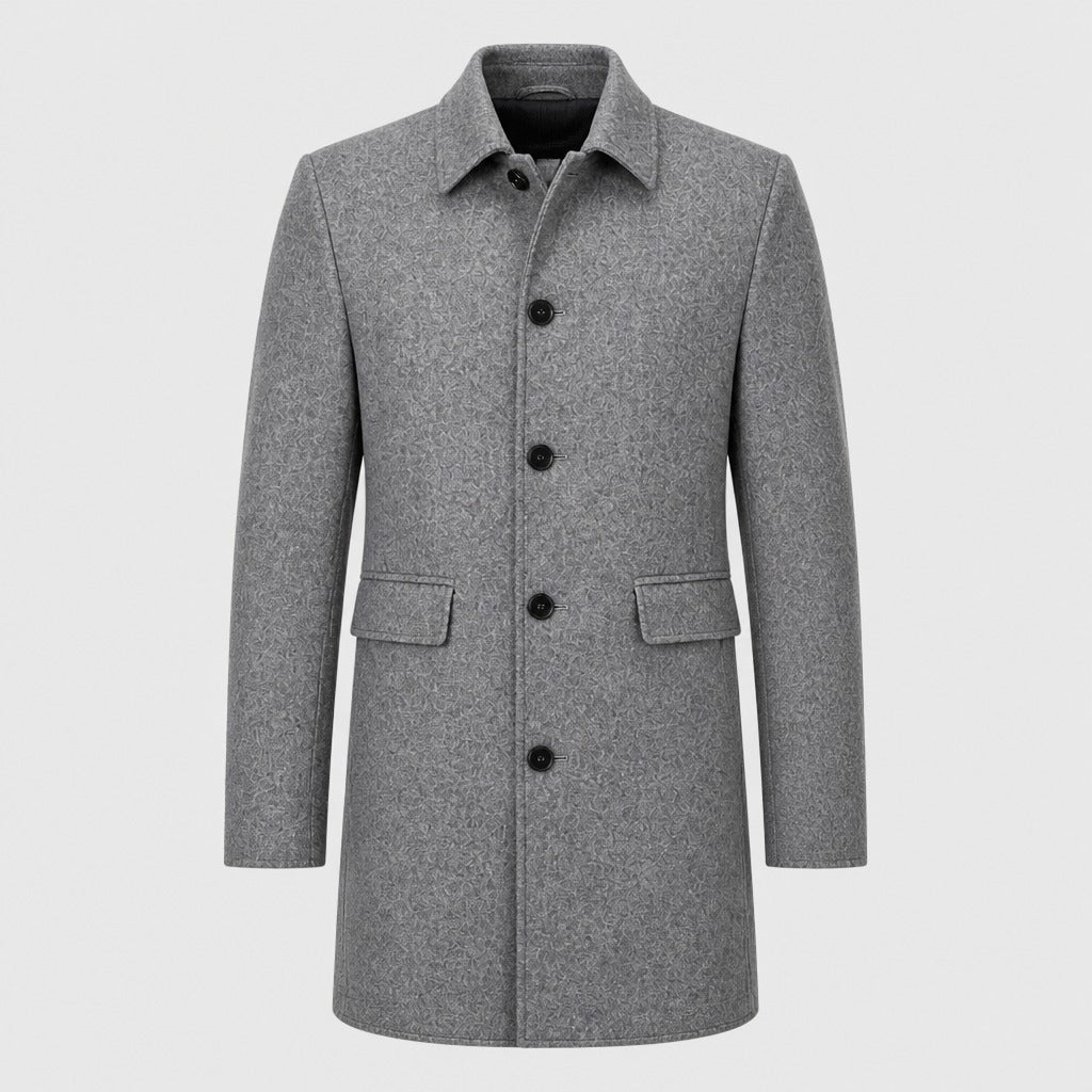 Men’s Single-Breasted Wool Blend Coat Grey product front