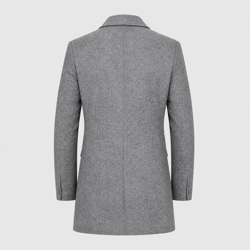 Men’s Single-Breasted Wool Blend Coat Grey product back