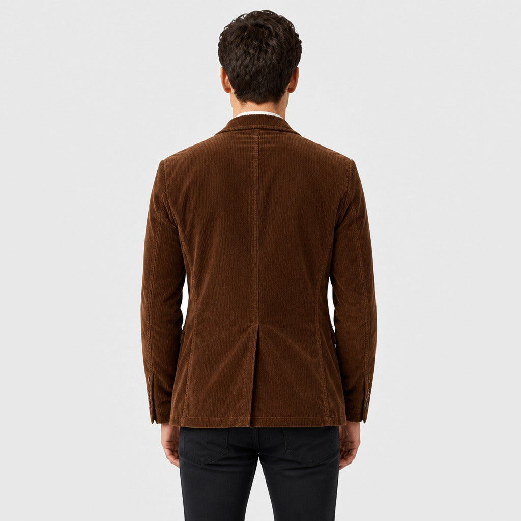 Men’s Single-Button Blazer Chestnut Brown back