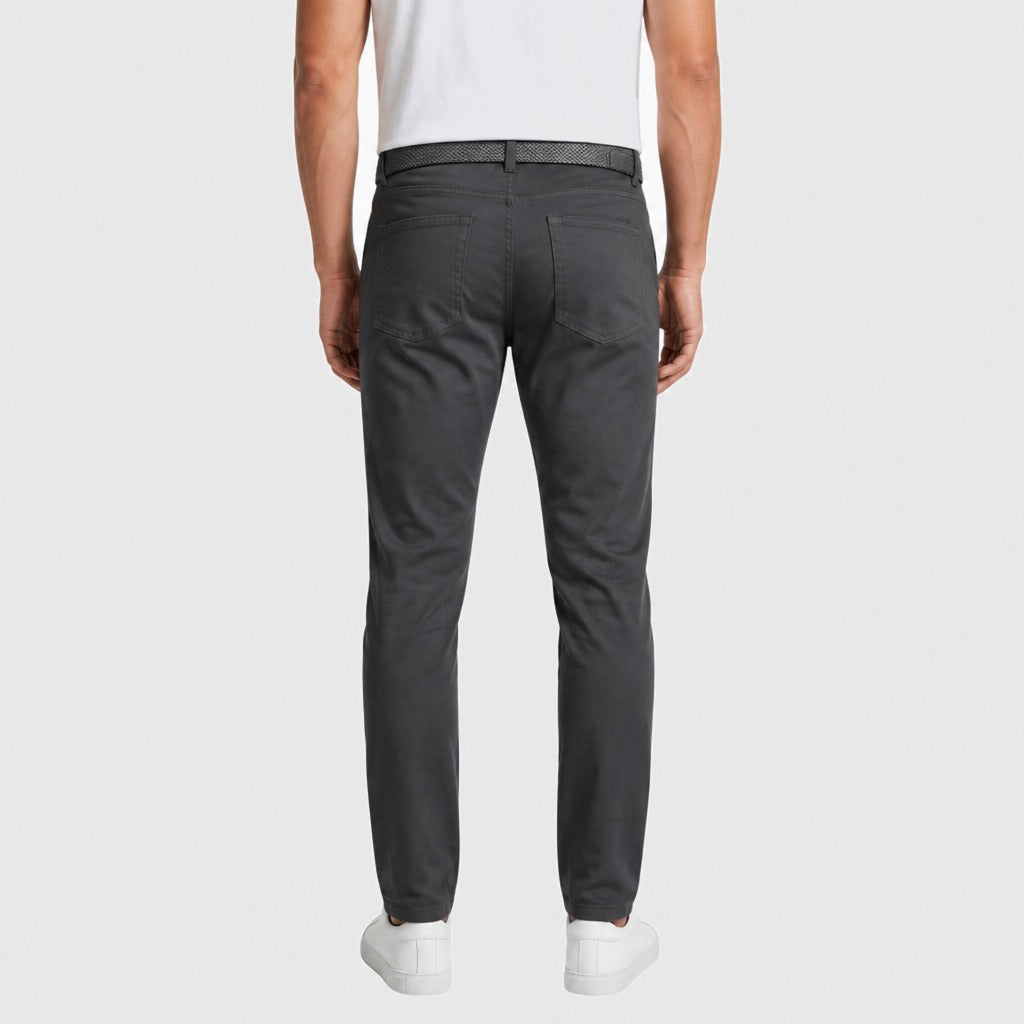Men’s Slim Fit Button Fly Chinos Dark Grey back