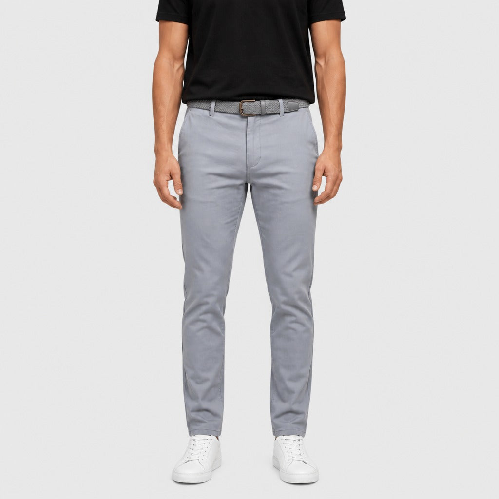 Men’s Slim Fit Button Fly Chinos Light Grey