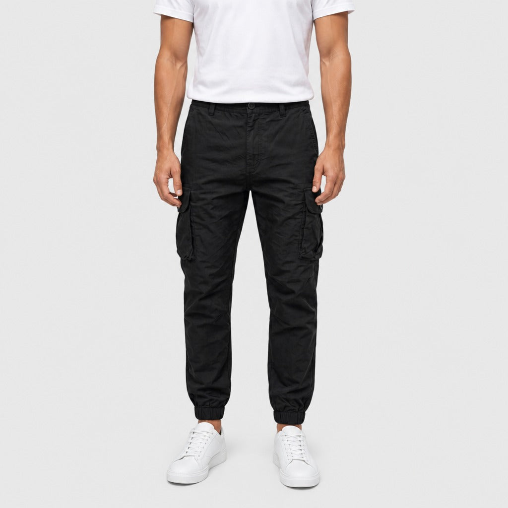 Men’s Slim Fit Cargo Trousers Black front