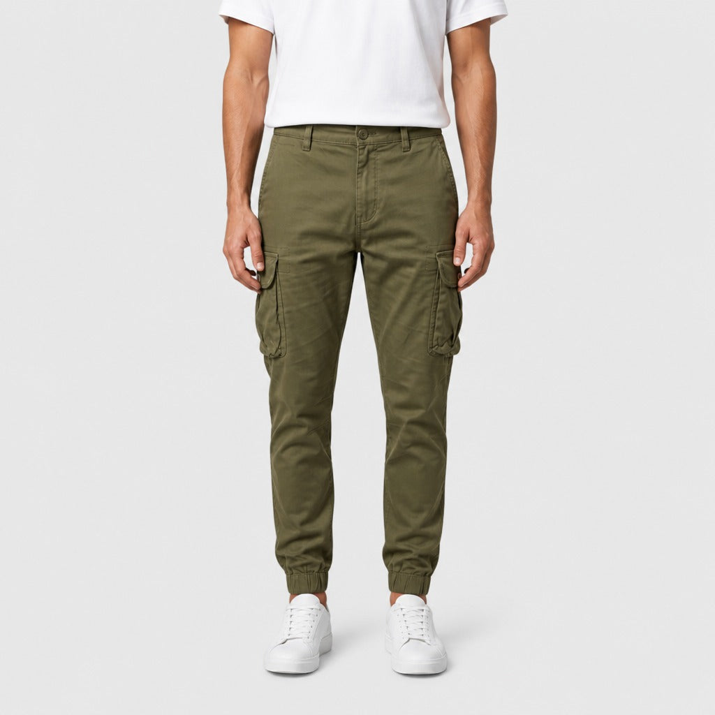 Men’s Slim Fit Cargo Trousers Army Green