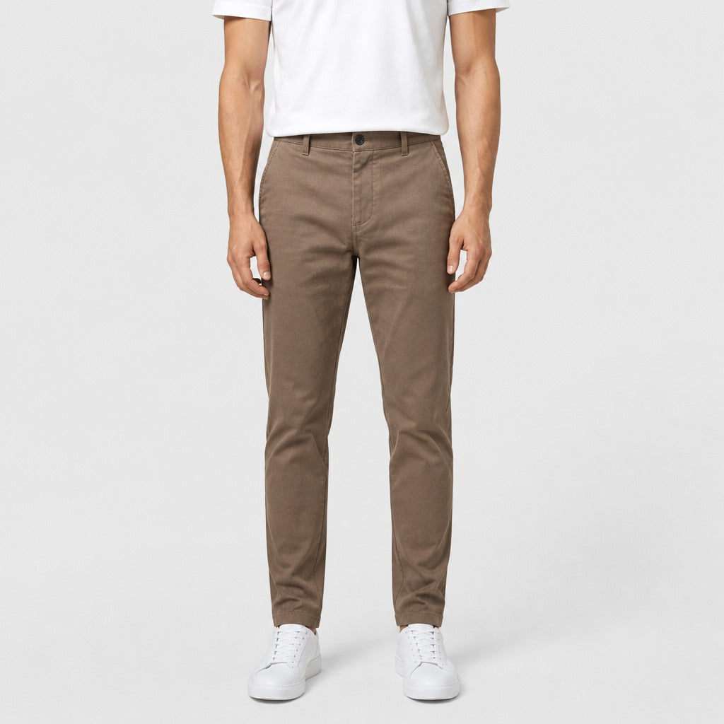 Men’s Slim Fit Chino Trousers Brown front