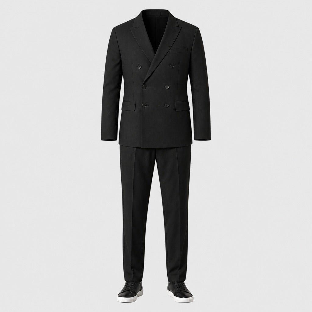Men’s Slim Fit Double-Breasted Wedding Suit Black product front