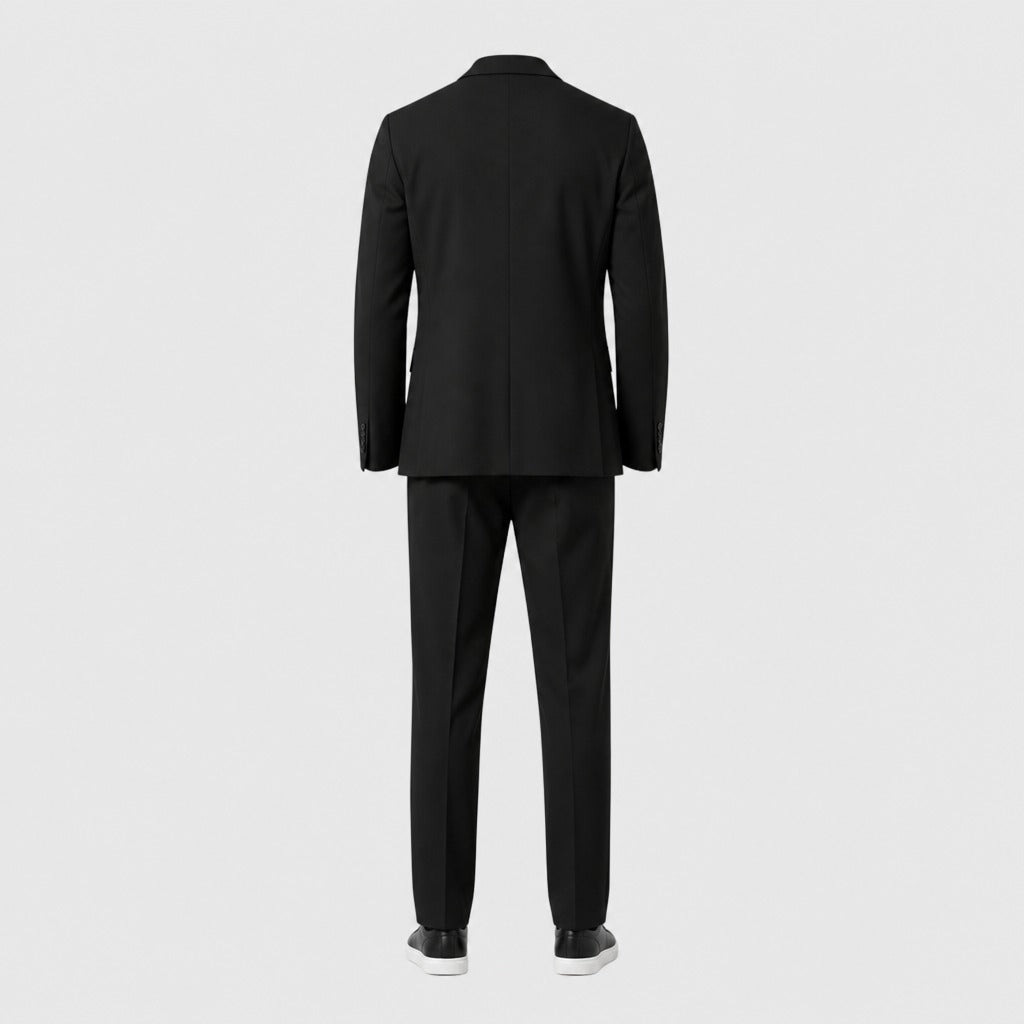Men’s Slim Fit Double-Breasted Wedding Suit Black product back