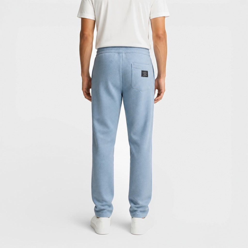 Men’s Slim Fit Drawstring Cross Trousers Sky Blue back