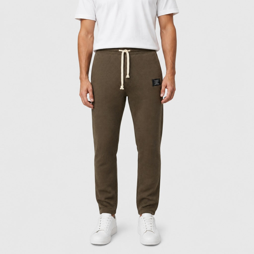 Men’s Slim Fit Drawstring Cross Trousers Dark Brown