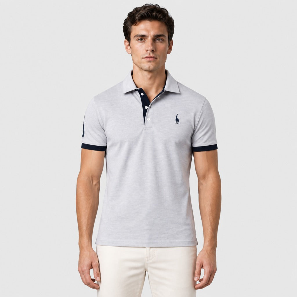 Men’s Slim Fit Embroidered Polo Shirt Grey
