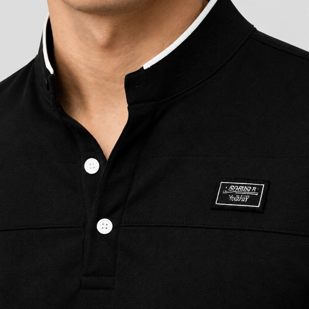 Men’s Slim Fit Long Sleeve Striped Polo Shirt detail