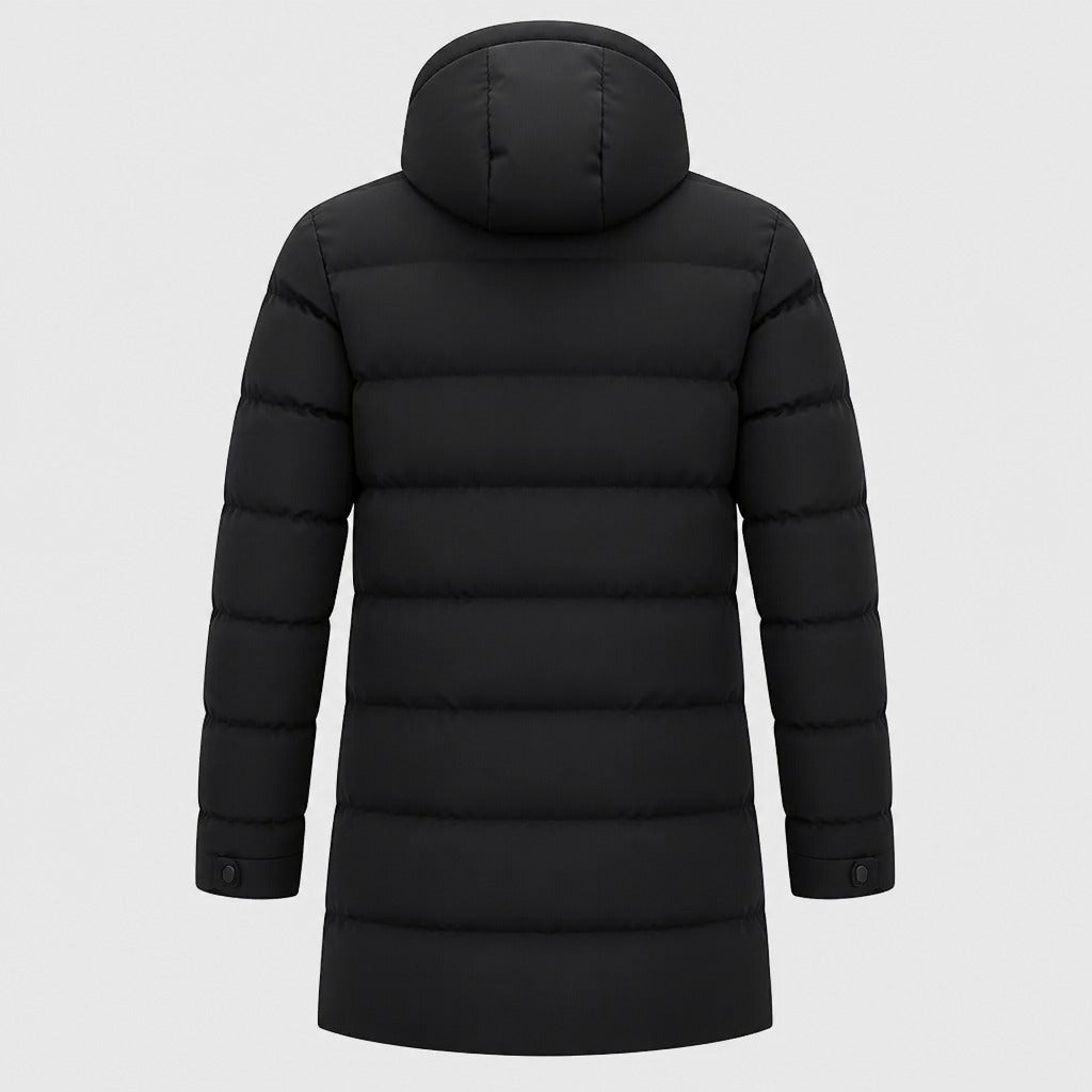 Men’s Slim Fit Longline Hooded Puffer Parka Black product back