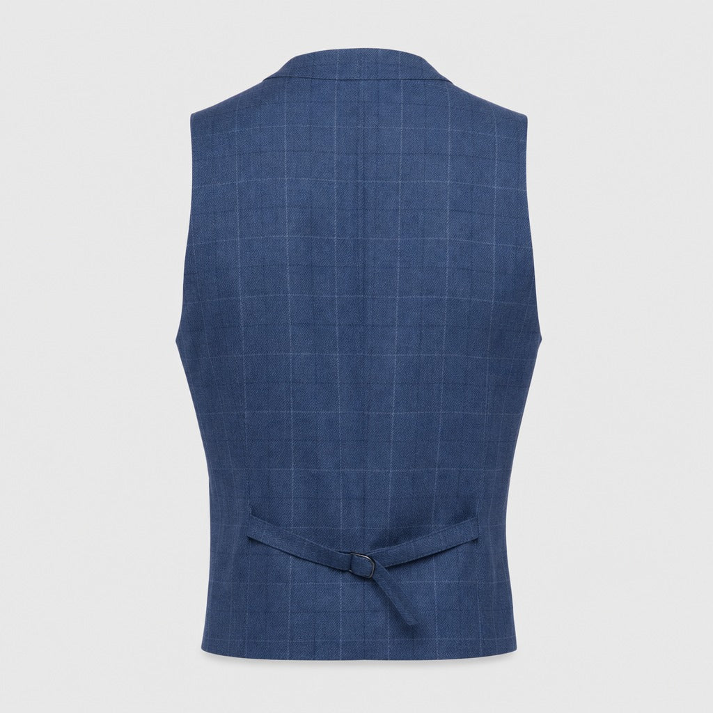 Men’s Slim Fit Plaid Waistcoat Blue product back