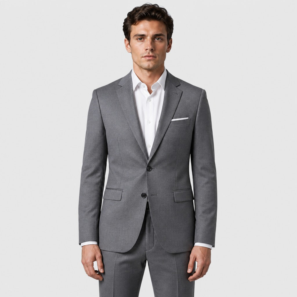 Men’s Slim Fit Polyester Viscose Suit Grey front