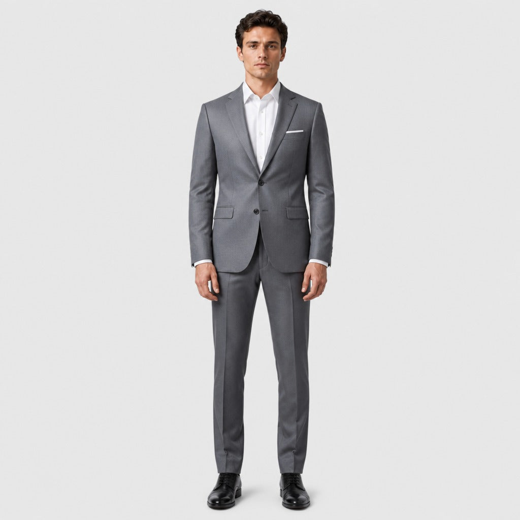 Men’s Slim Fit Polyester Viscose Suit Grey full length