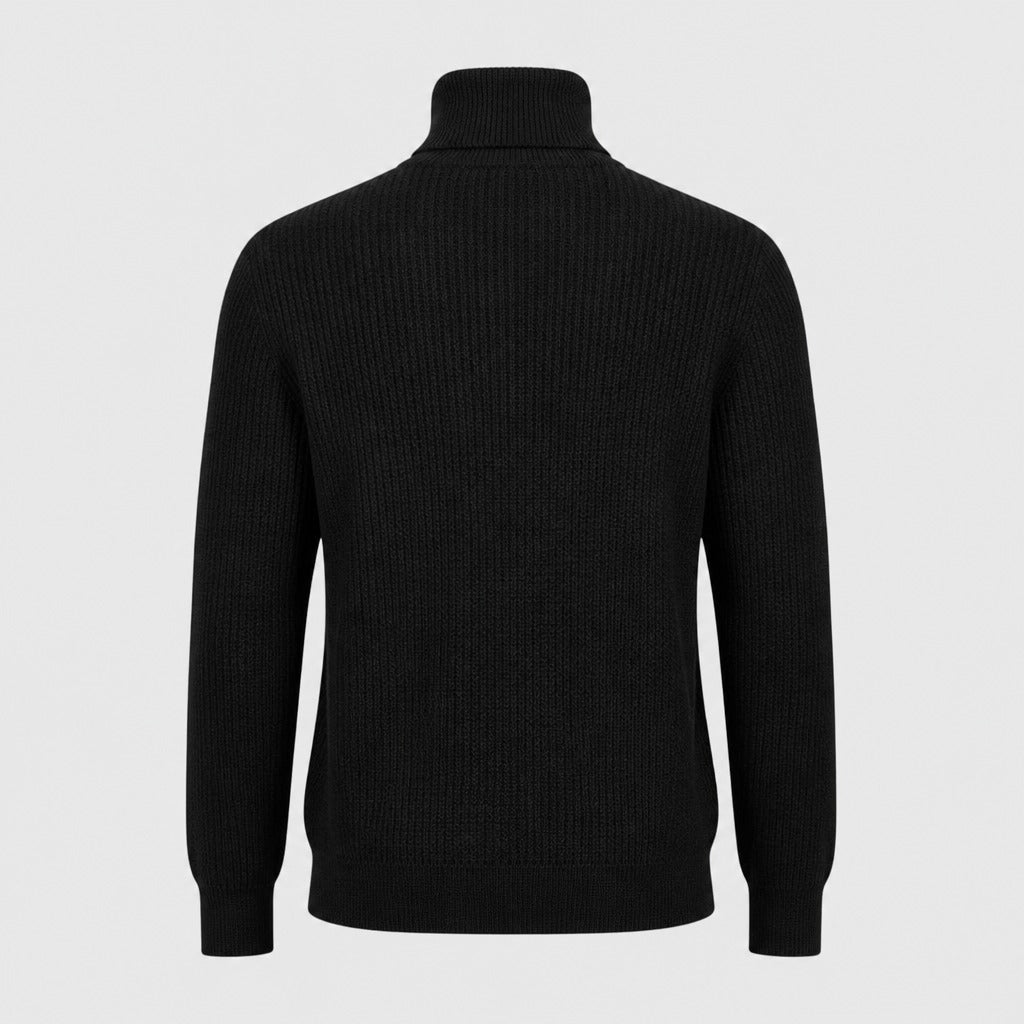 Men’s Slim Fit Roll Neck Knit Jumper Black product back