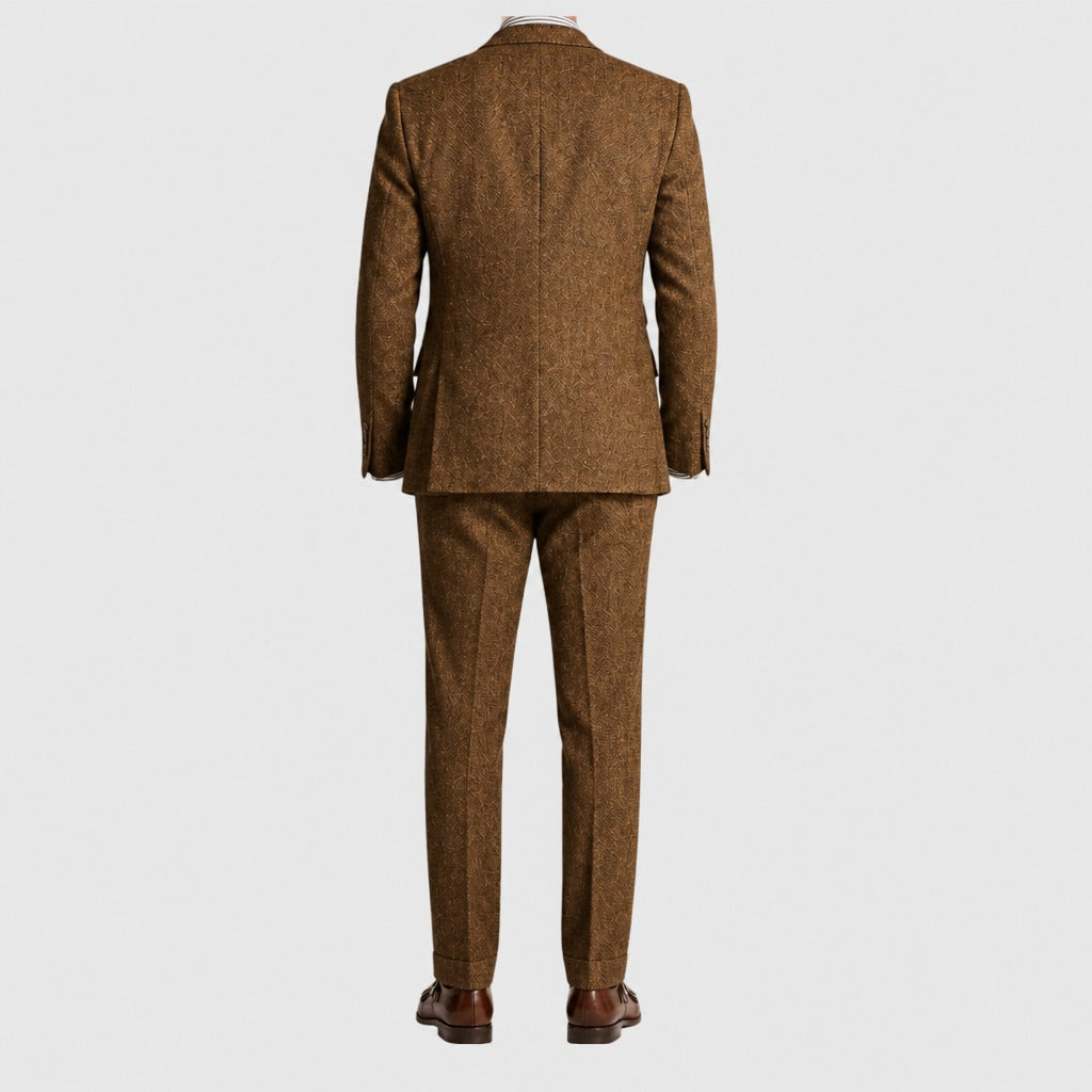 Men’s Slim Fit Single-Button Wool Blend Suit Brown product back