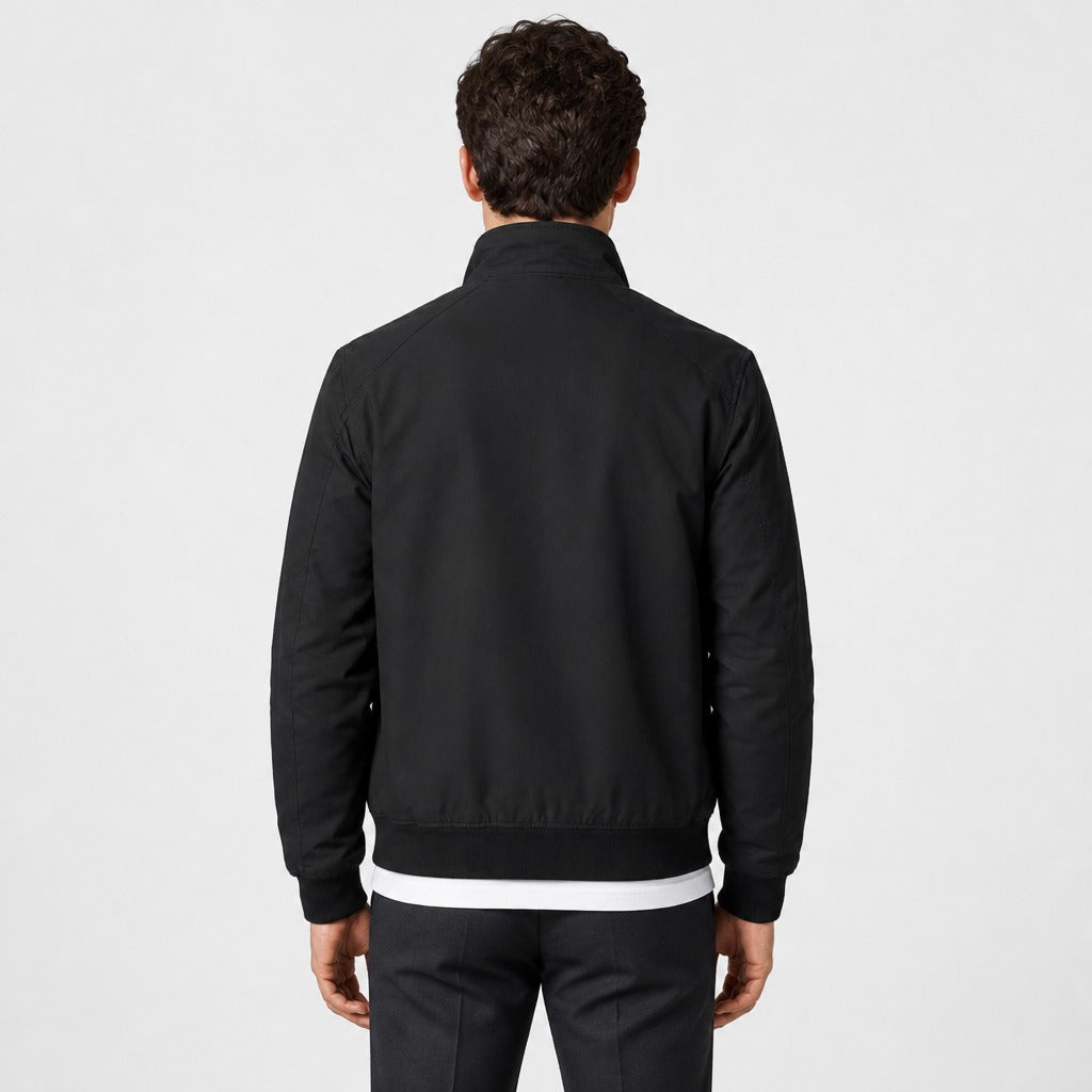 Men’s Slim Fit Stand Collar Jacket Black back