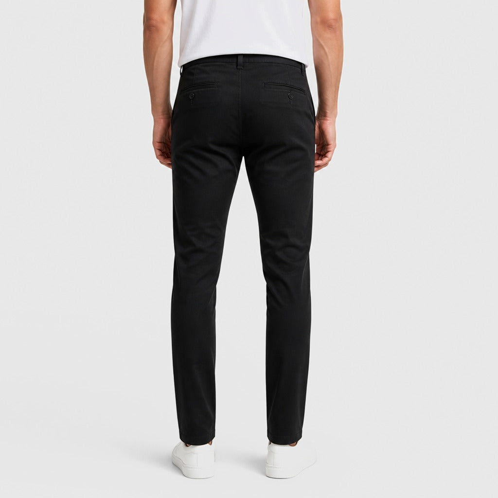 Men’s Slim Fit Straight Leg Cotton Trousers Black back