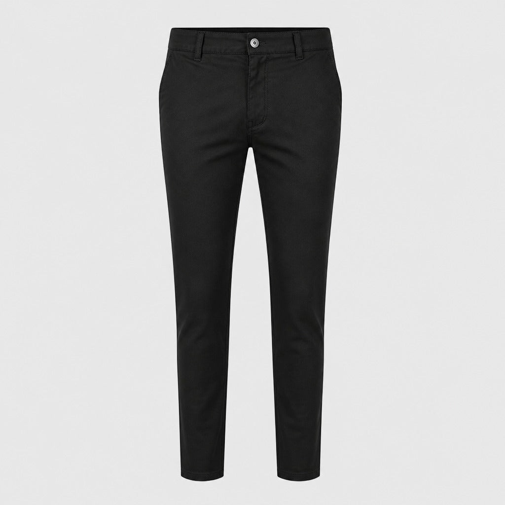 Men’s Slim Fit Straight Leg Cotton Trousers Black product front