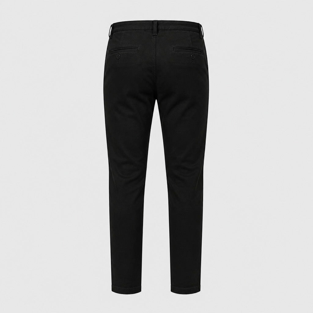 Men’s Slim Fit Straight Leg Cotton Trousers Black product back