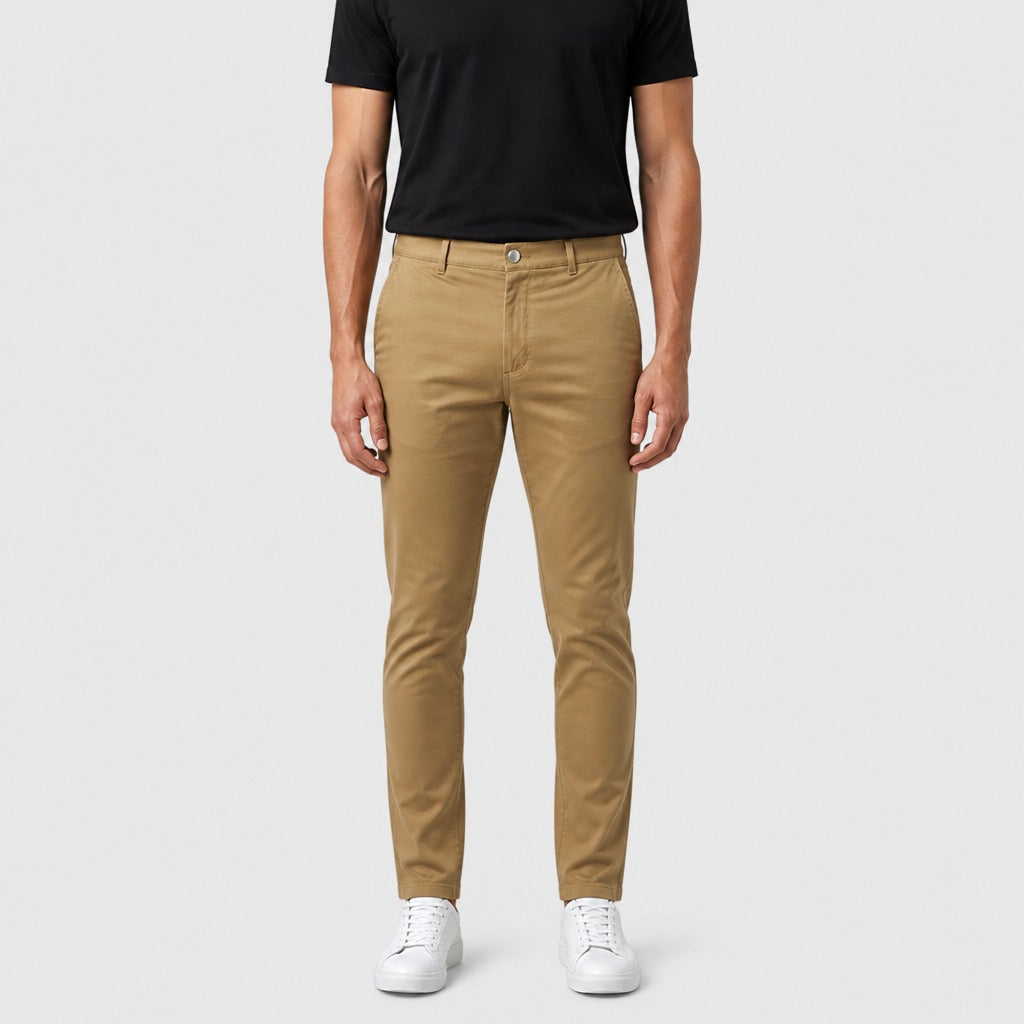 Men’s Slim Fit Straight Leg Cotton Trousers Khaki