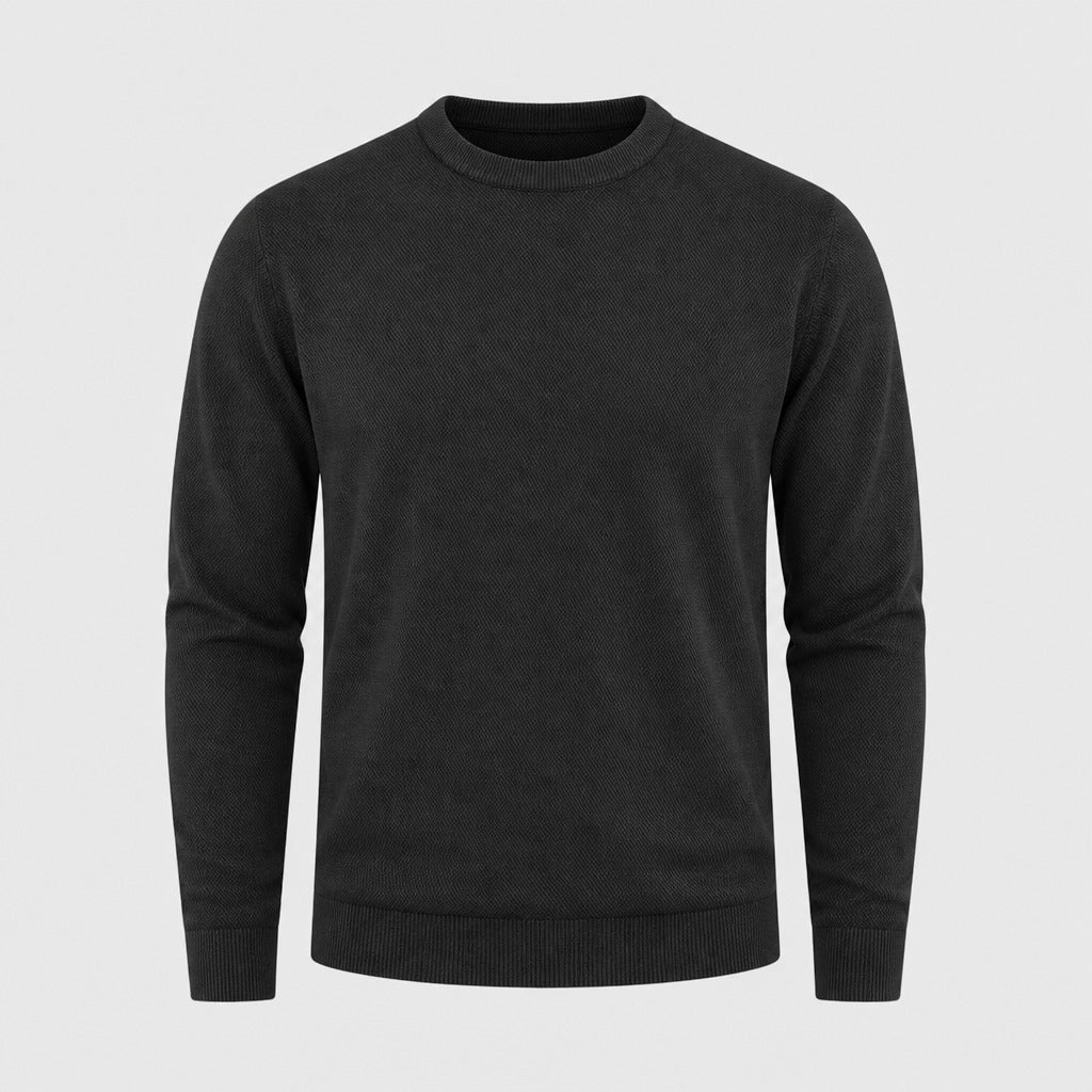 Men’s Slim Fit Wool Blend Crew Neck Jumper Black product front