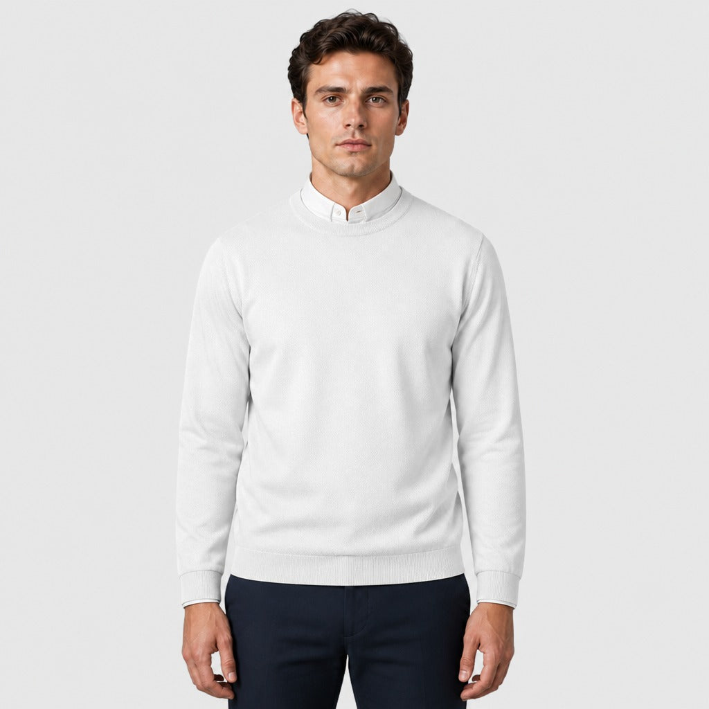 Men’s Slim Fit Wool Blend Crew Neck Jumper White