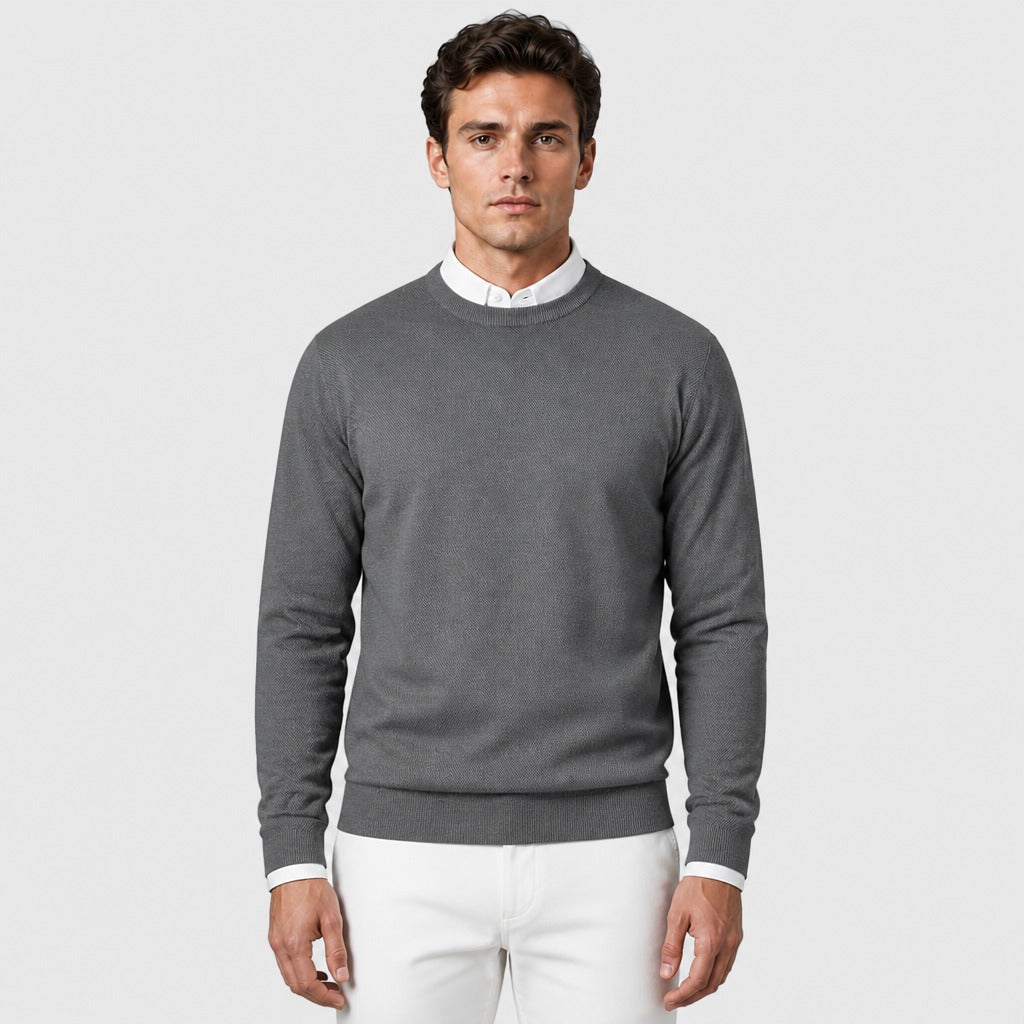 Men’s Slim Fit Wool Blend Crew Neck Jumper Grey