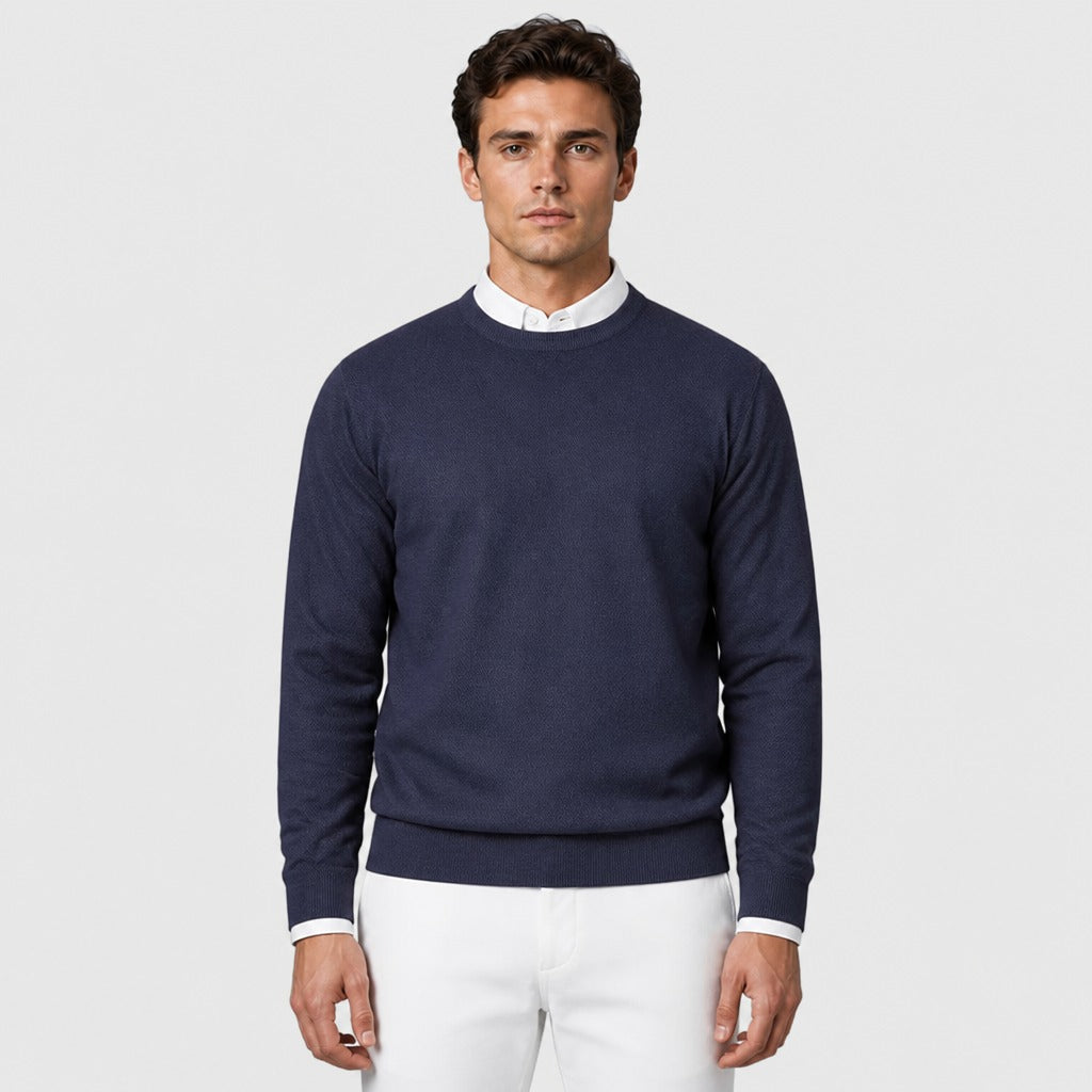 Men’s Slim Fit Wool Blend Crew Neck Jumper Blue